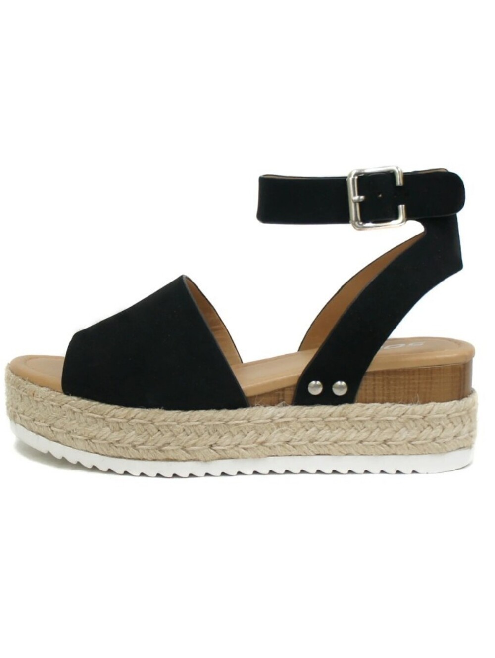 Soda Topic Platform Wedge Sandal Open Toe Buckle Ankle Strap Espadrilles Casual